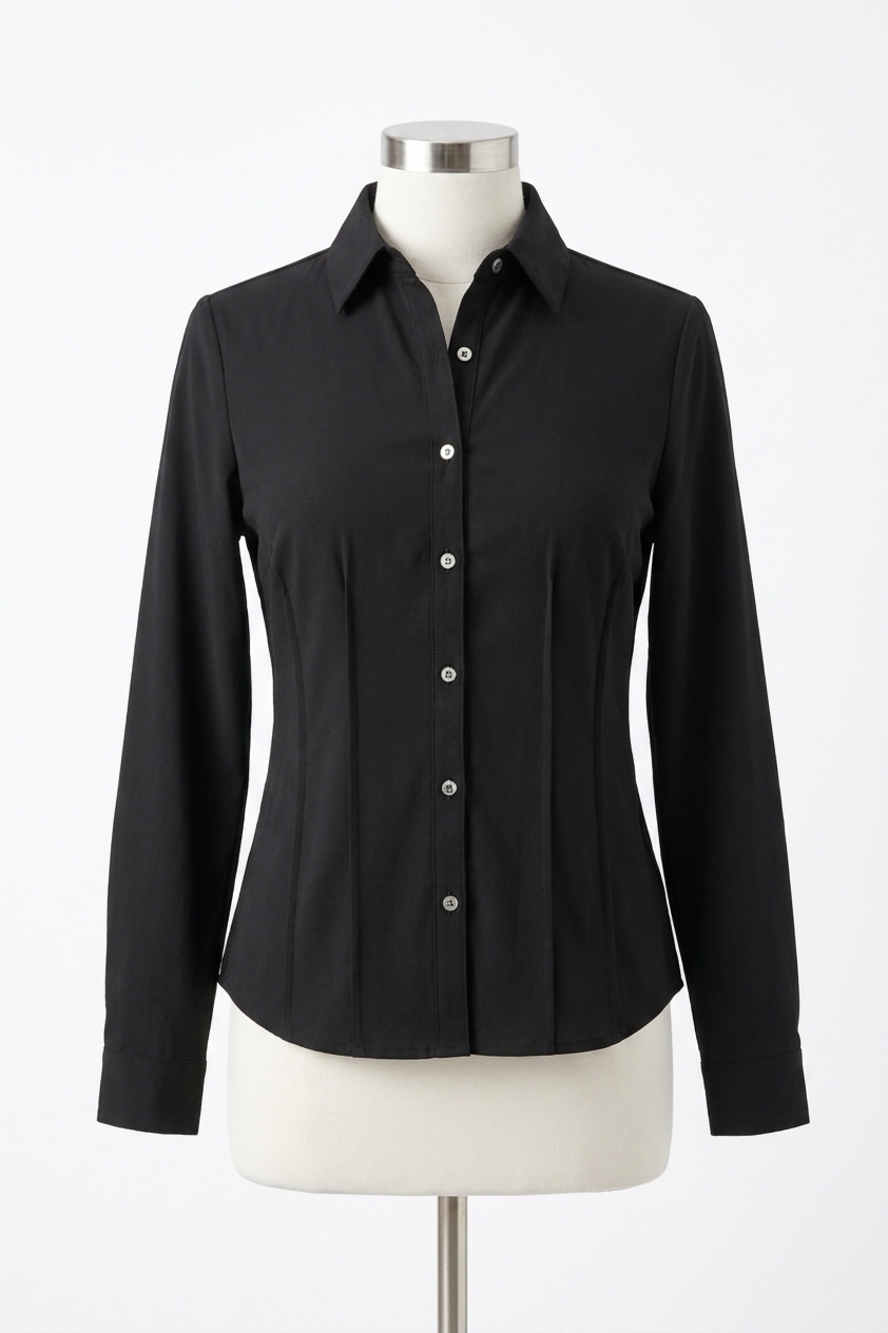 NEW PINCH pintuck blouse in black